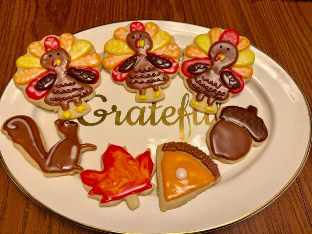 Cookie cake on a rustic table